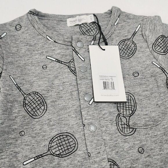 MILES Toddler Boy's - Size 18M - Racket Henley Romper Heather Grey - Picture 4 of 9